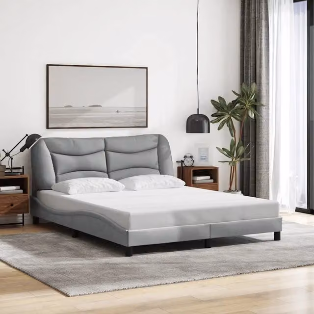 Giroletto senza Materasso-Struttura Letto Hvar Grigio Chiaro 160x200 cm Tessuto