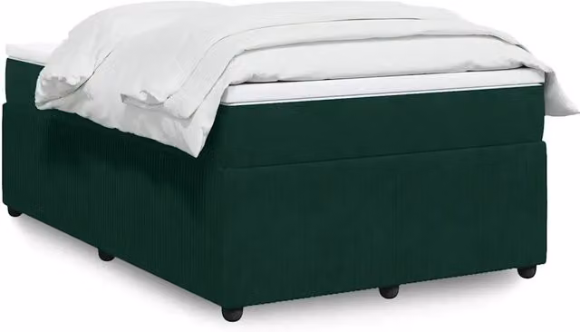 vidaXL Giroletto a Molle con Materasso Ibrido in Velluto Verde Scuro L/P/H: 200 x 120 cm – 2
