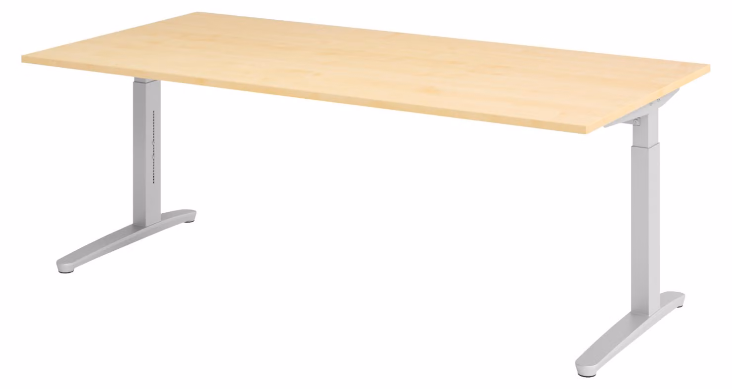 Scrivania bümö serie XB - Decorazione: acero, struttura: argento, dimensioni: 200 x 100 cm