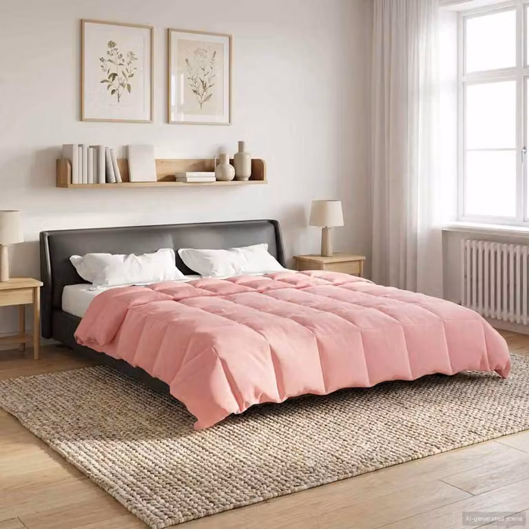 Piumino estivo reversibile vidaXL in microfibra traspirante, Rosa, L 240 x P 220 cm