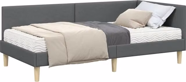 Letto singolo | Letto per adulti | Struttura Letto Angolare con Materasso 2 pcs Grigio Tessuto