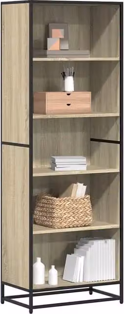 Libreria in stile industriale vidaXL in legno e metallo marrone, L: 60 cm, P: 35 cm, H: 170,5 cm