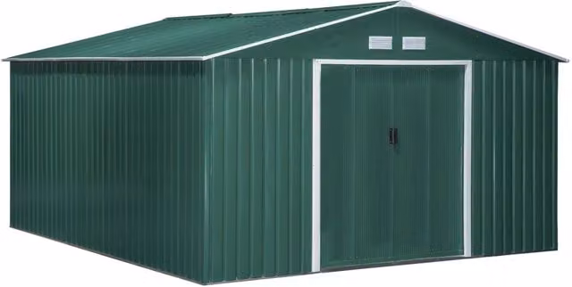 Casetta Box da Giardino in Lamiera 3,4x3,86x2 m Verde
