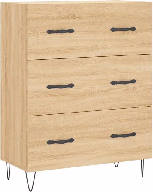 Credenza Buffet in Legno Multistrato Rovere Sonoma, L: 69,5 cm, P: 34 cm, H: 90 cm