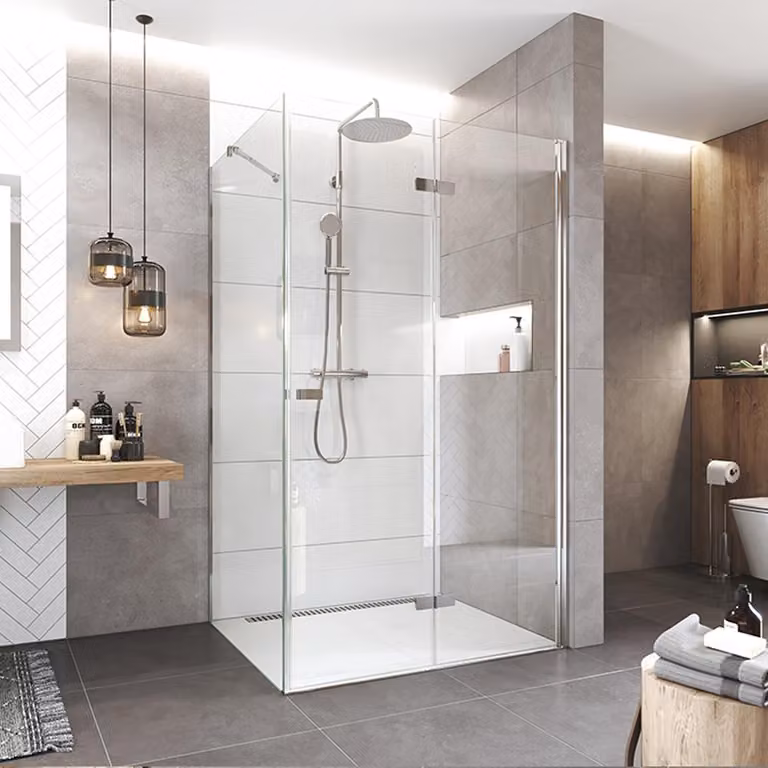 Cabina doccia Mereo, Novea, rettangolare, 120x90 cm, cromo ALU, vetro trasparente, porta destra e parte fissa - CK12843ZP