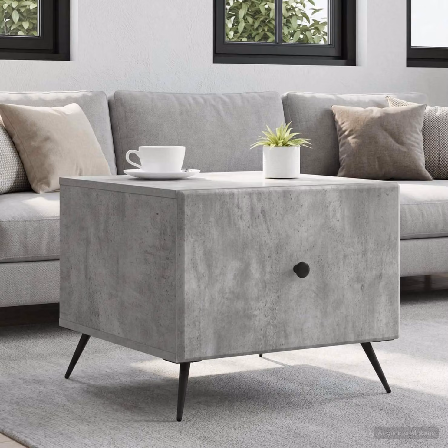 Maison Exclusive - Tavolino grigio cemento 49 x 50 x 40 cm in materiale derivato dal legno