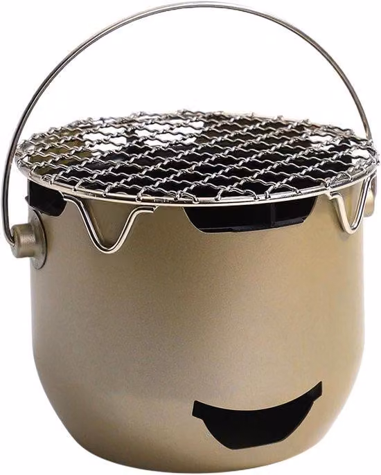 Griglia portatile a carbone - 15*12 cm - Mini griglia a carbone - Griglia portatile a carbone per esterni - Piccola griglia per esterni - Ideale per campeggio, barbecue in giardino, barbecue in camper e picnic - Colore: verde