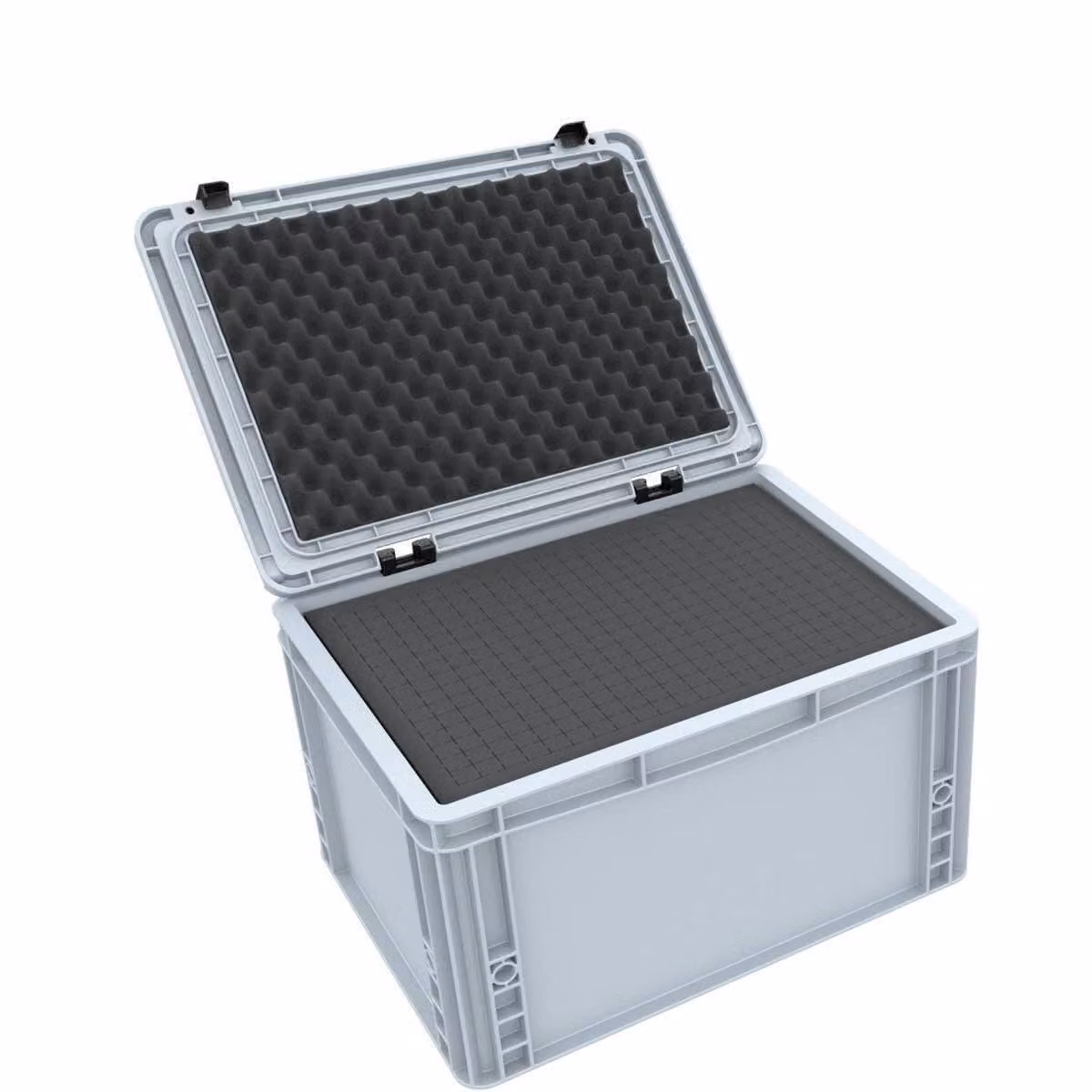 Eurobox 400x300x235 mm con coperchio incernierato e set di schiuma
