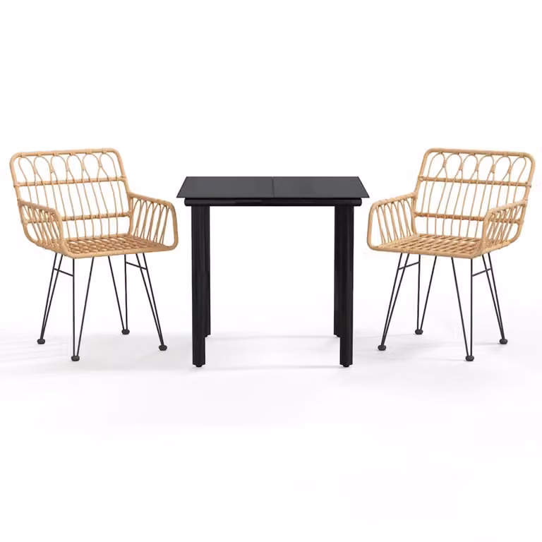 Set da Pranzo da Giardino 3 pz in Polyrattan