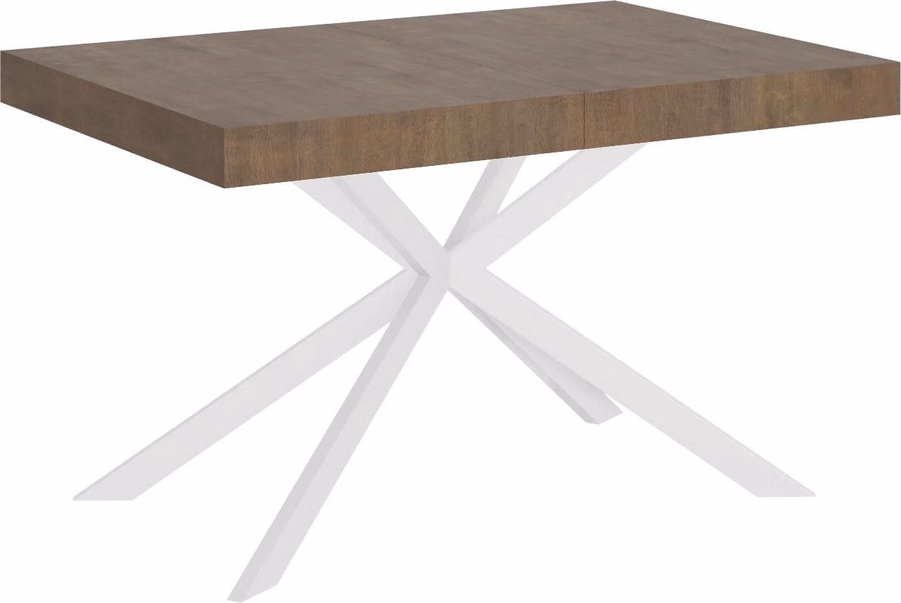ITYHOME - Tavolo allungabile 120/204x80 cm Plaker noce gambe bianche
