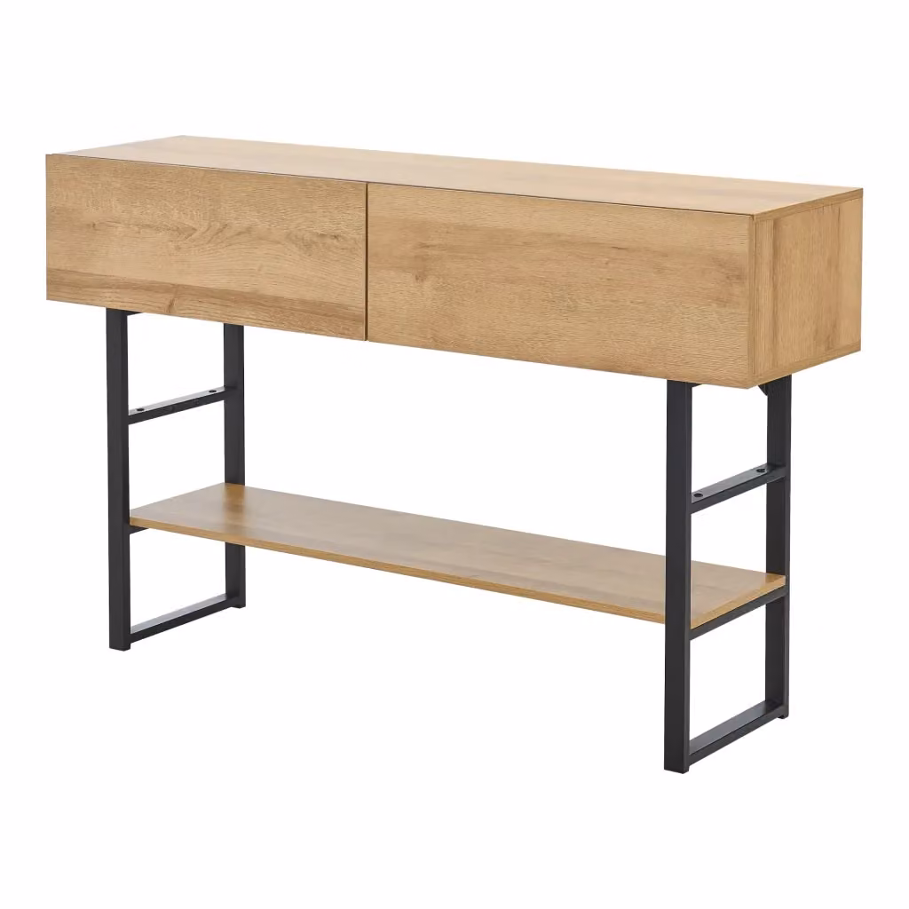 Tavolo Consolle Varberg en.casa con Cassetti e Ripiano, Effetto Rovere, L: 120 cm, P: 30 cm, H: 75 cm – 2