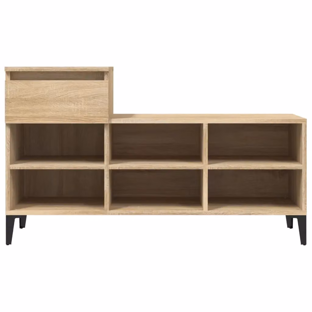 Scarpiera moderna HELLOSHOP26 con vano contenitore in legno composito rovere e metallo, colore marrone, L/P/H: 102 x 36 x 60 cm – 2