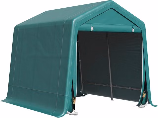 Garage per Moto e Biciclette 2.4x2 m ¨C Minimal ¨C Verde, Metallo e Tessuto PE