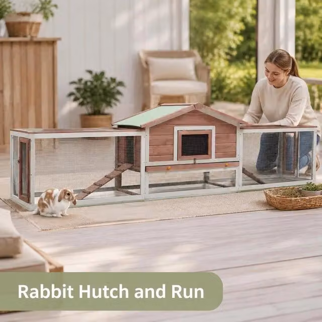 Rabbit Hutch Mocha 310x70x87 Cm Pine & Fir Solid Wood