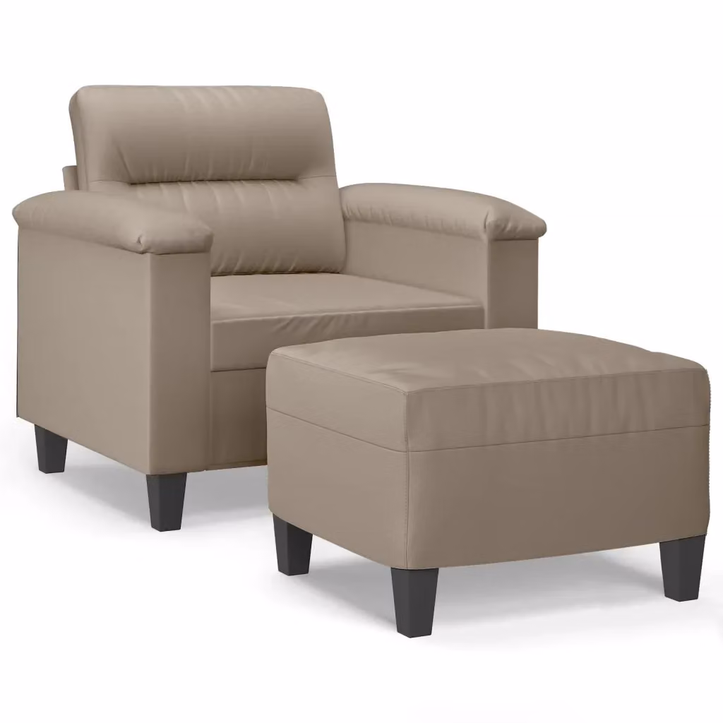 vidaXL Poltrona Relax con Poggiapiedi in Microfibra, Colore Tortora (Beige/Grigio) – 2