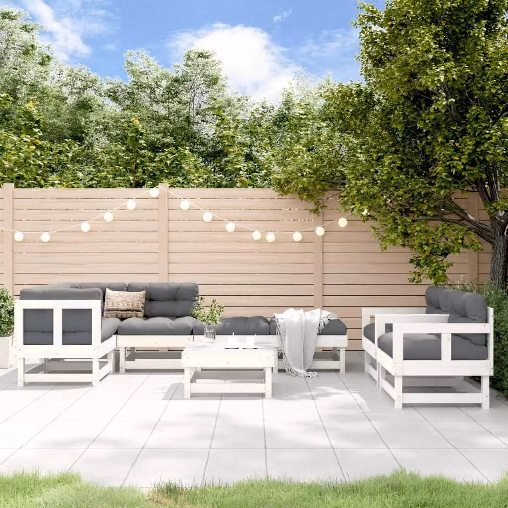 Maison Exclusive - Set da giardino 8 pezzi bianco in legno massello di pino