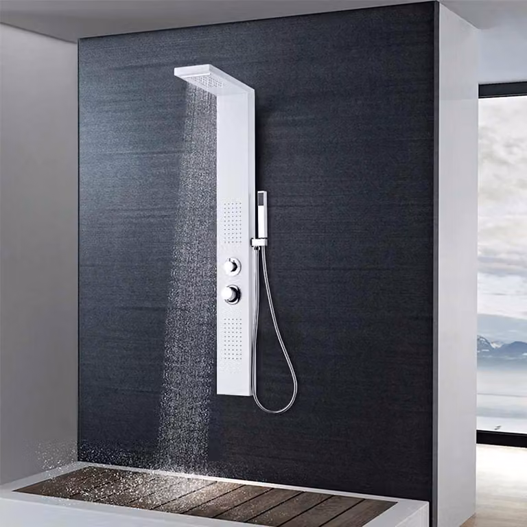 Pannello Doccia in Alluminio vidaXL Bianco Opaco L: 130 cm, H: 47 cm, P: 15 cm