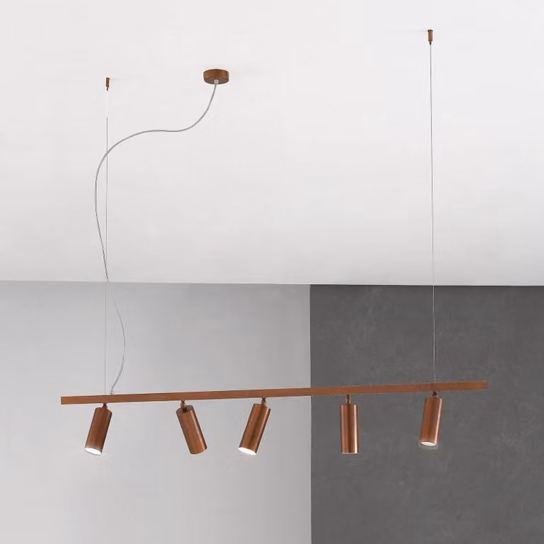 Cremasco Lampada a sospensione 7531, dimmerabile, Legno scuro, Soggiorno / Sala da pranzo, Ottone, Moderno, Lampada a sospensione