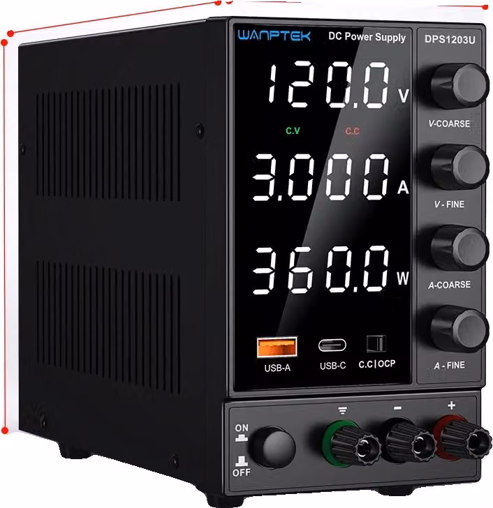 Alimentatore CC regolabile, 30V 10A, 60V 5A, DPS1203U 120V 3A