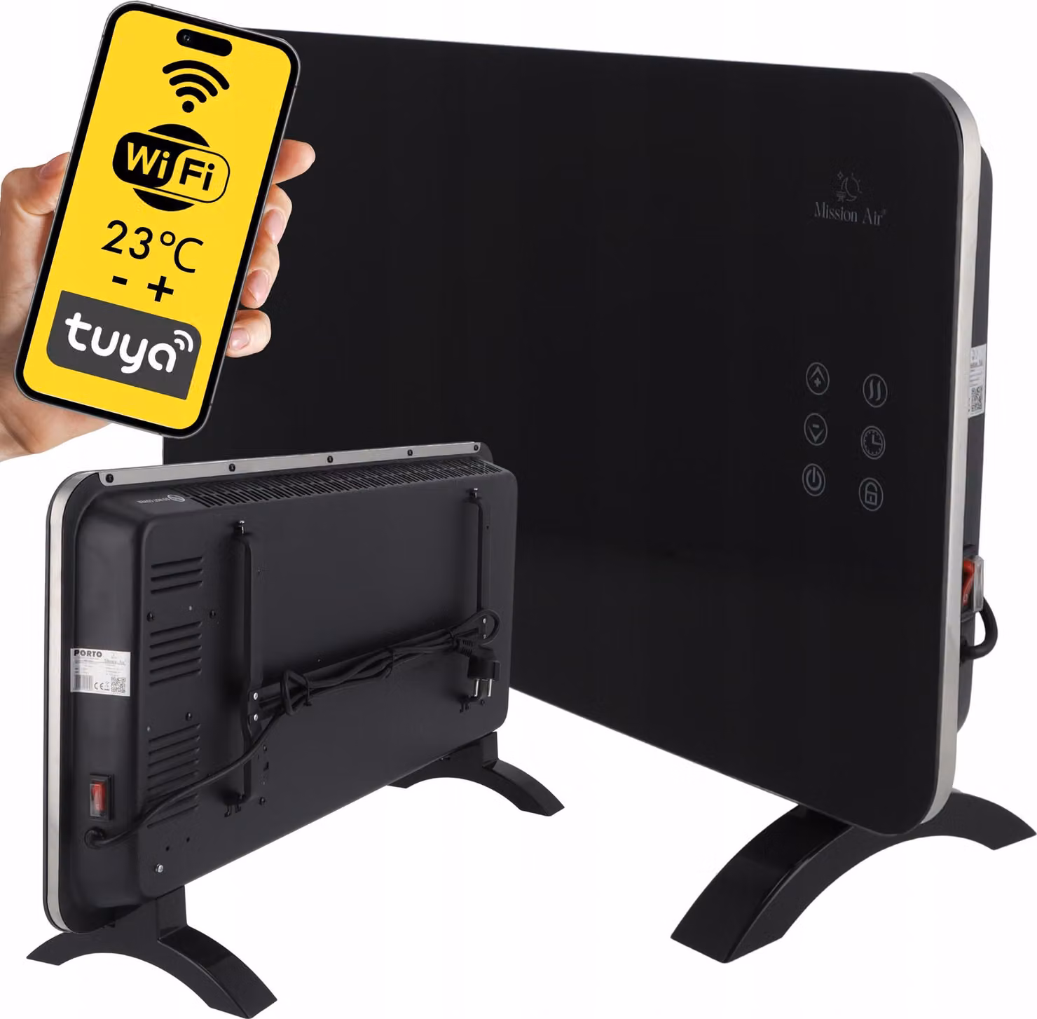 Riscaldamento a convettori PORTO WiFi 1500 W, nero