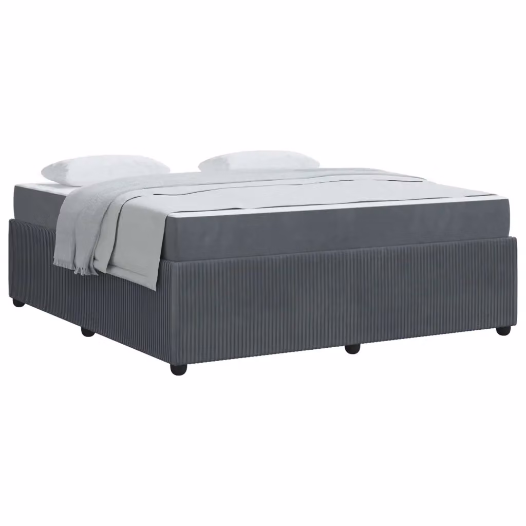 Struttura del letto moderna vidaXL in tessuto grigio con legno, L 180 cm x P 200 cm – 2