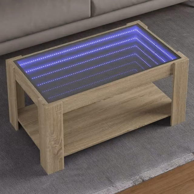 Tavolino da salotto moderno vidaXL in legno color rovere, forma rettangolare, L: 93 cm, P: 53 cm, H: 45 cm – 1
