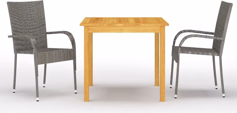 Maison Exclusive - Set da pranzo da giardino a 3 pezzi, grigio