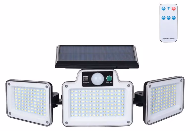 Lampade solari da esterno, con sensore di movimento, 3 luci regolabili, grado di protezione IP65 (resistente all'acqua)