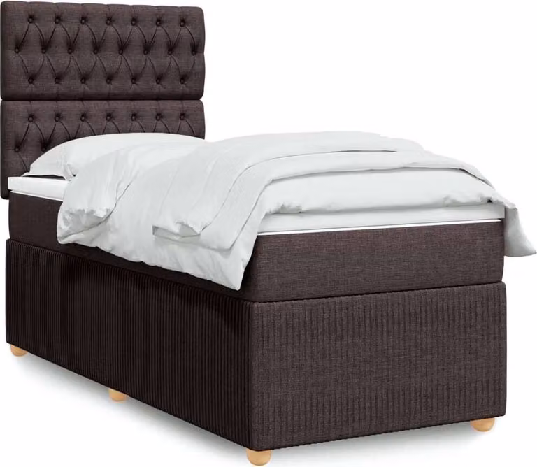 Maison Exclusive - Letto boxspring con materasso marrone scuro 90x190 cm tessuto