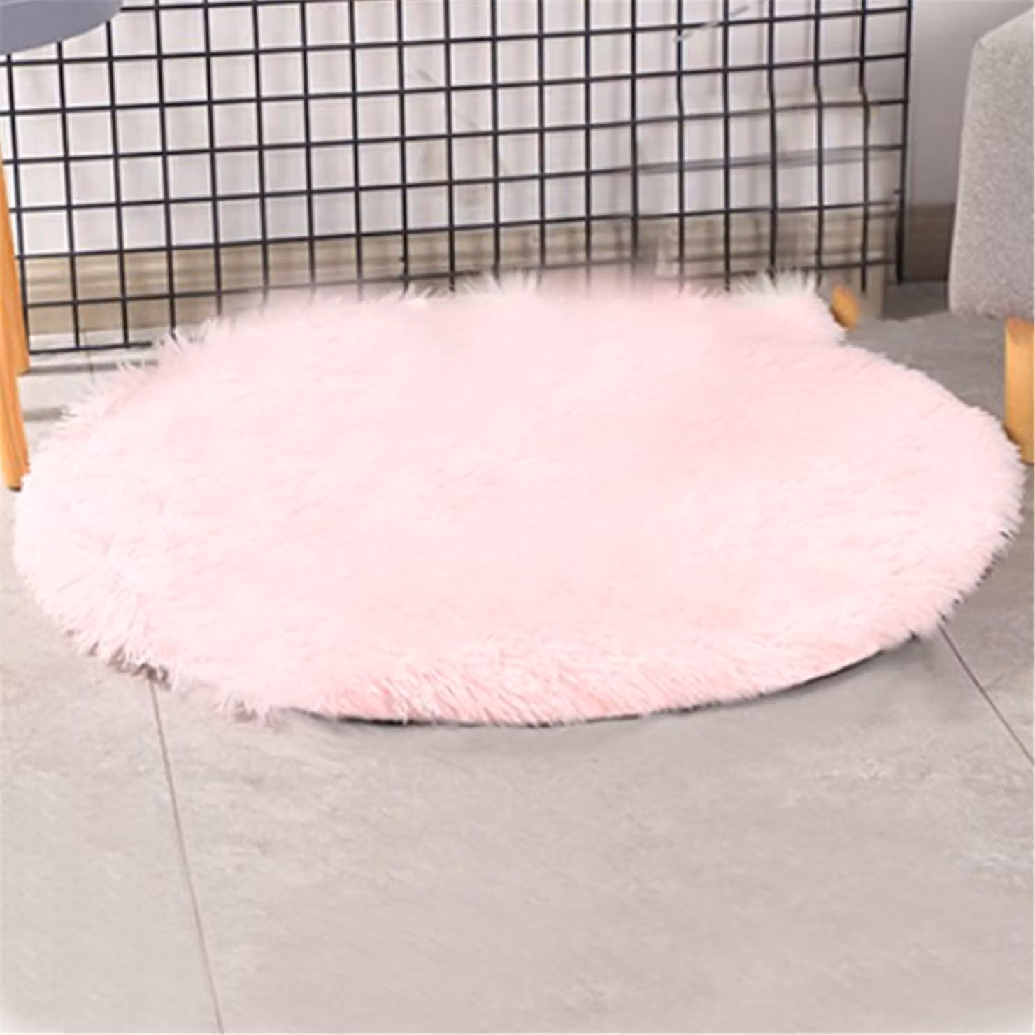 Tappetino per cani, cuccia per animali domestici, lavabile, in peluche, color rosa chiaro, diametro 80 cm