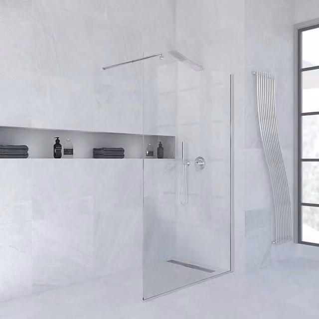 Doccia Walk-In Klug in cristallo trasparente da 90 cm, H 200 cm, spessore 6 mm