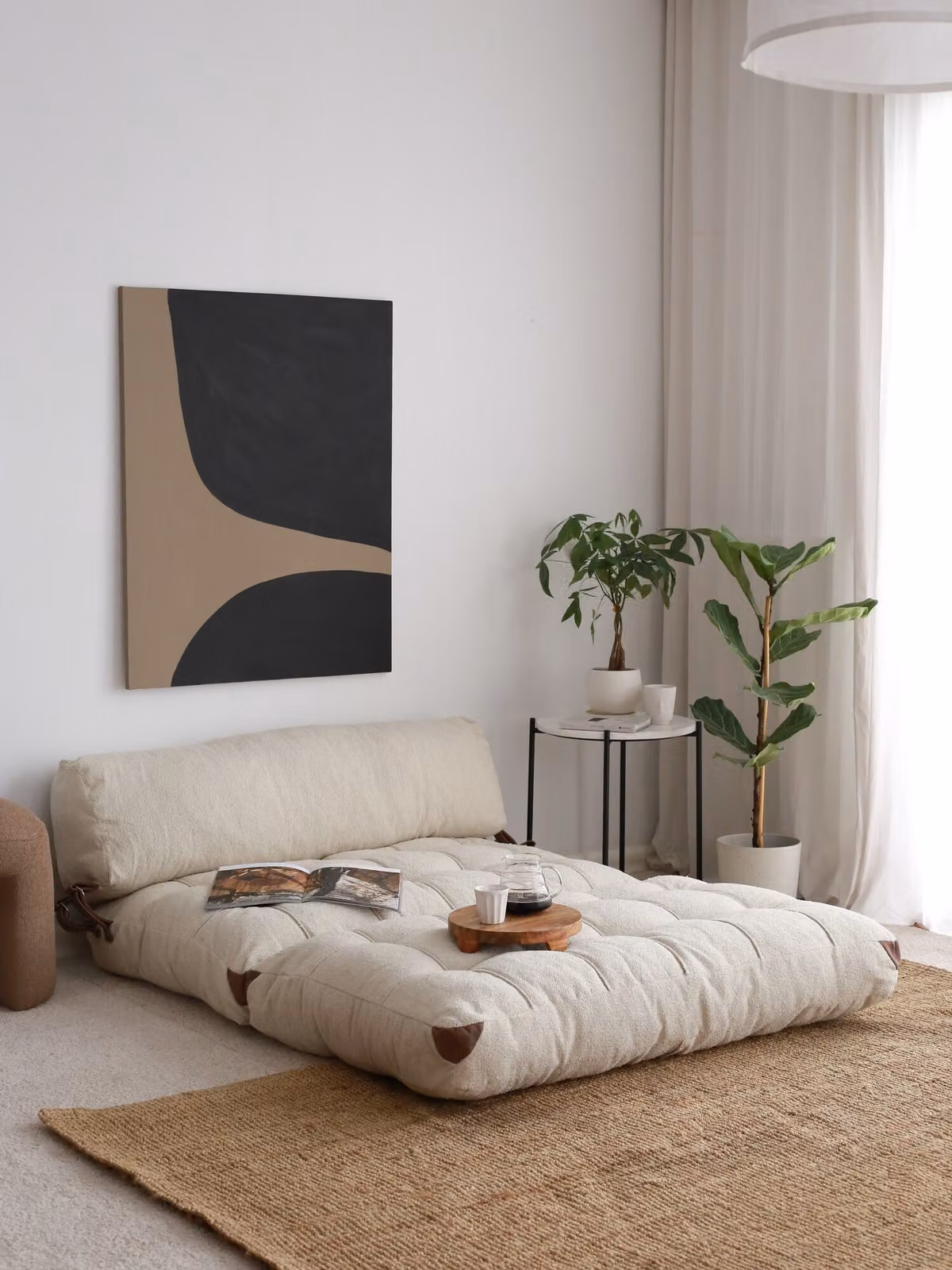 Hanah Home, Fold Teddy 2 - Crema, Divani letto, Divano letto a 2 posti, Crema, Cotone, 120 x 79 x 75 x cm