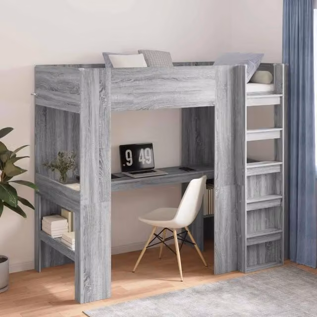Struttura letto a castello con scrivania Sonoma grigio 3410448