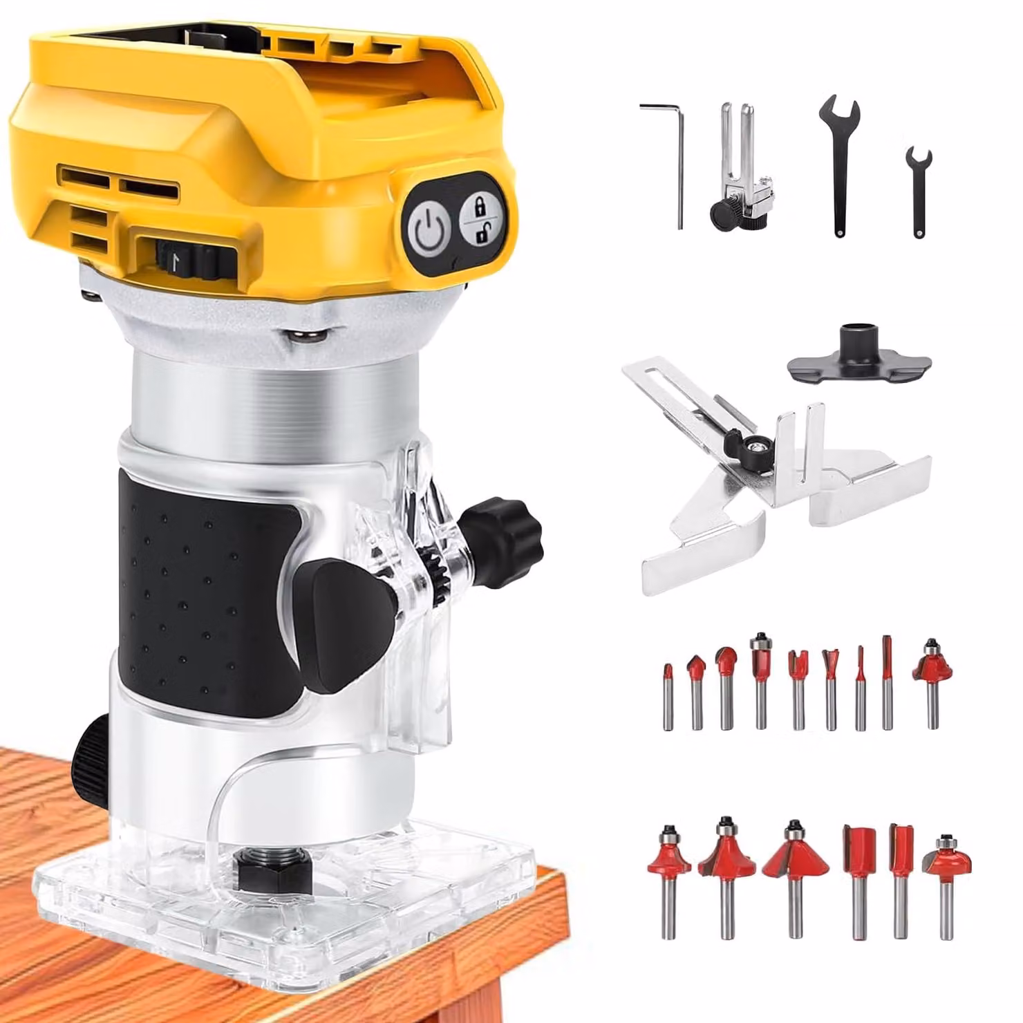 Fresatrice a colonna da 1300 W, senza spazzole, 6 velocità, set di 15 frese, senza batteria