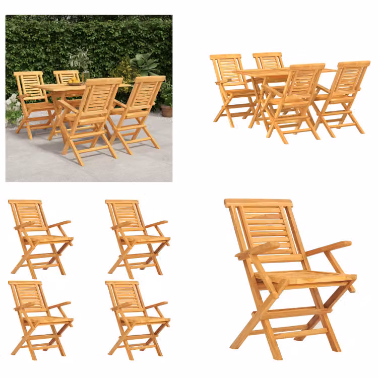 vidaXL Set da pranzo da giardino 5 pezzi in teak massiccio - Set da pranzo da giardino - Set da pranzo da giardino - Set da pranzo da esterno