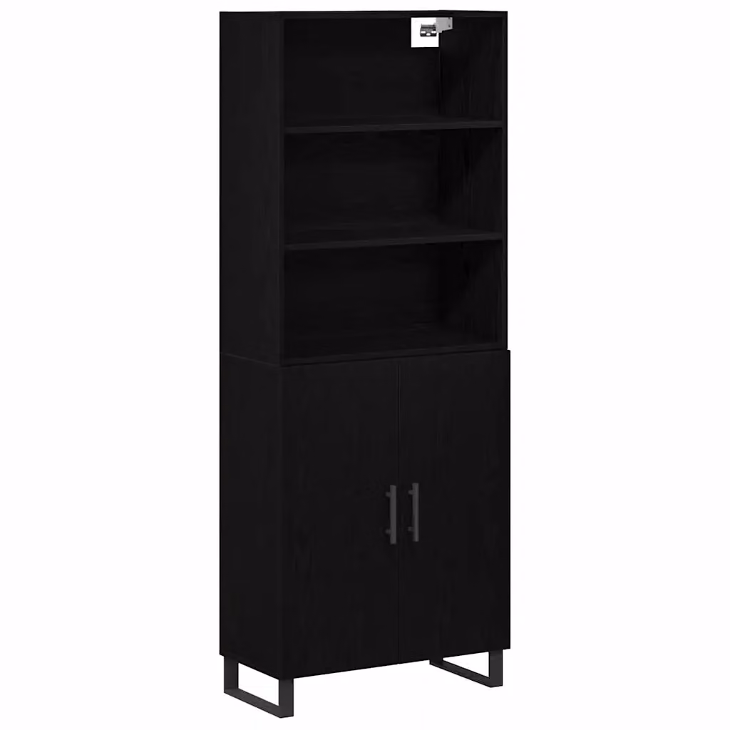 Set di 2 credenze moderne vidaXL in nero lucido, L: 69,5 cm, P: 34 cm, H: 180 cm
