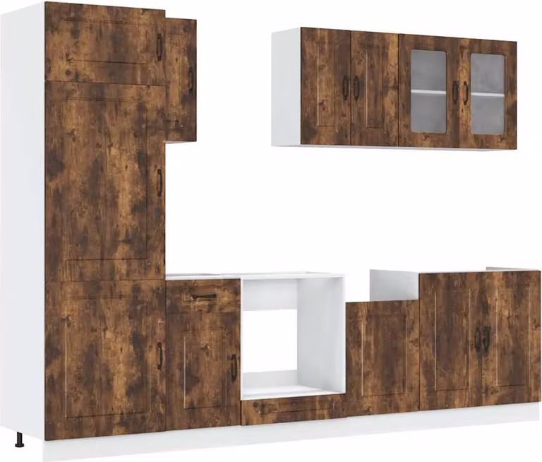 Set Mobili da Cucina 8 pz Kalmar Rovere Fumo Legno Multistrato