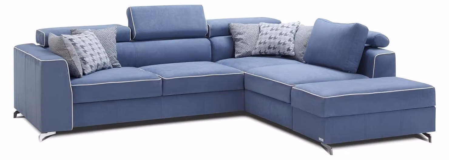 Ecksofa L-Form Sofa Couch Design Polster Schlafsofa Textil Bettfunktion Kasten