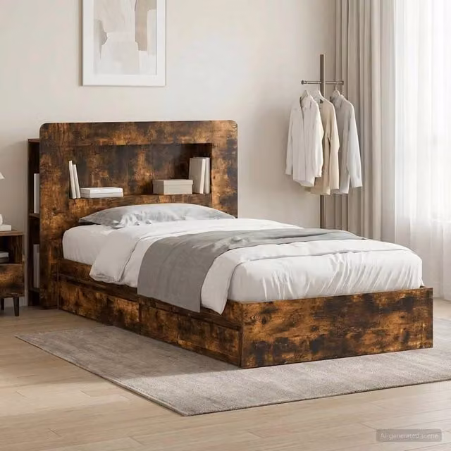 Telaio del letto con storage Rovere Fumo 100 x 200 cm 3433633