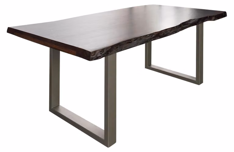 MASSIVMOEBEL24 | FREEFORM 5 Tavolo da pranzo in legno di acacia - laccato marrone / gambe in ferroferro - argento mat 220x100x77