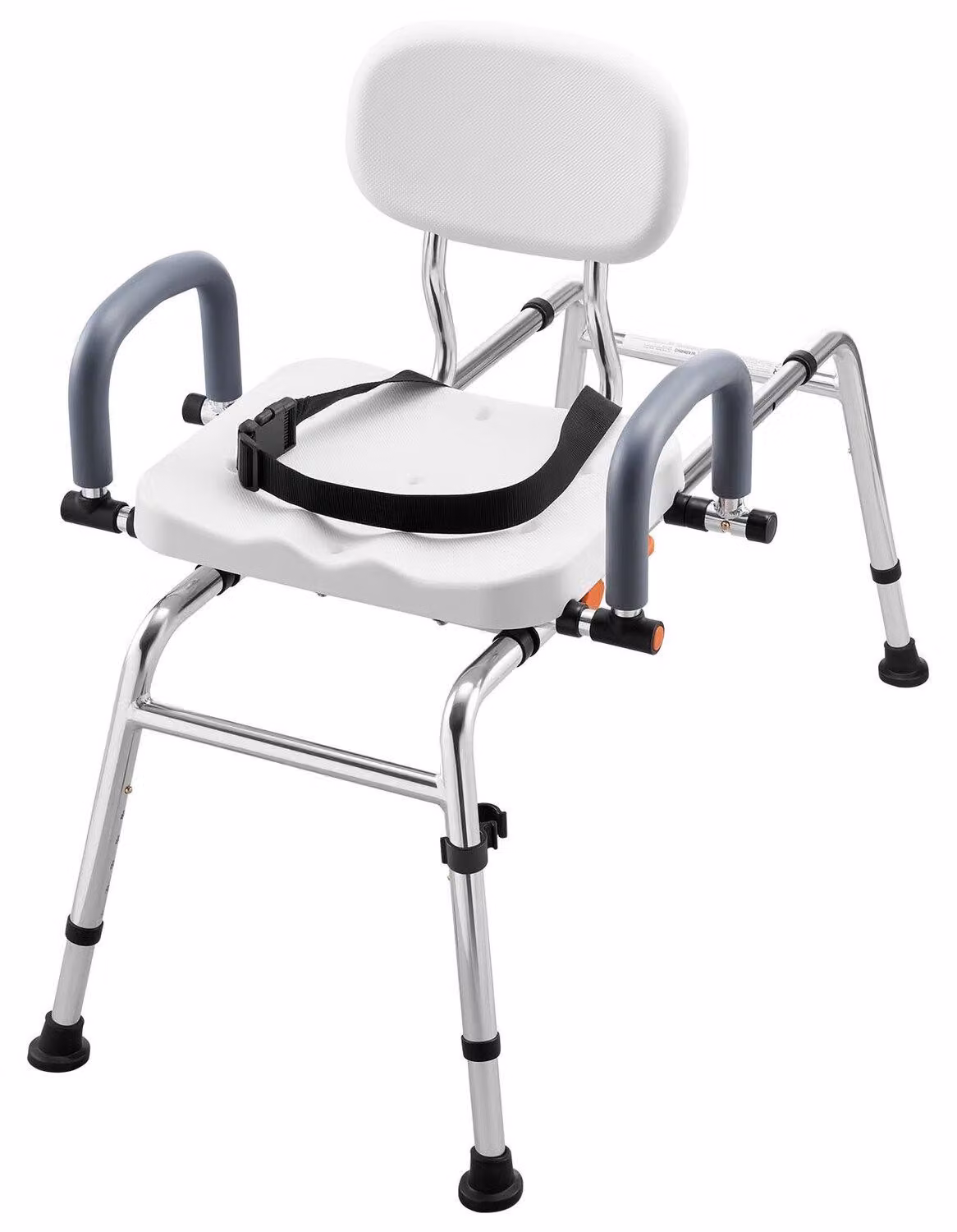 Sedia da doccia scorrevole, panca da 180 kg per il trasferimento in vasca da bagno con sedile girevole, panca da doccia con braccioli e schienale orientabili, regolabile in altezza e larghezza per persone con disabilità, anziani e persone con mobilità rid