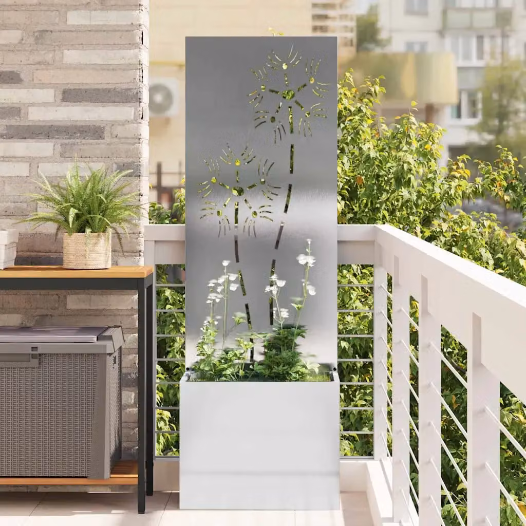 vidaXL Paravent per privacy in giardino in acciaio, Argento, L/P/H: 50 x 32 x 150 cm