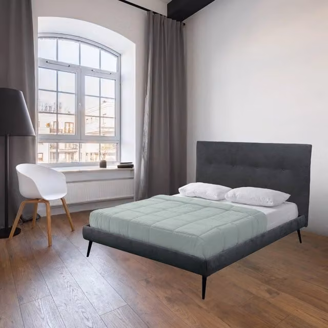 Letto matrimoniale con rete inclusa Stiletto tessuto colore ash grigio