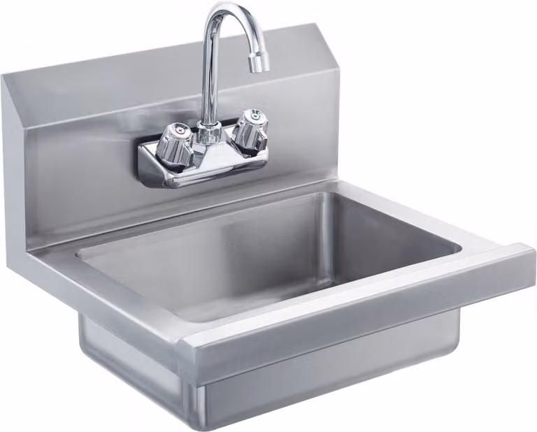Lavamano commerciale - Rubinetto in acciaio inox - Piccolo, a parete - Ideale per ristorante, cucina, bar, garage, casa