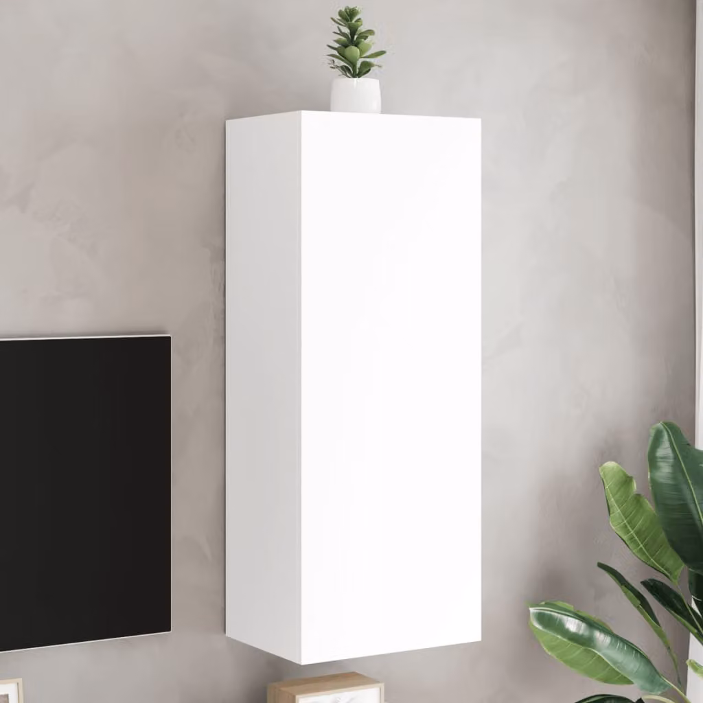 Mobile TV da parete vidaXL Bianco in Legno Multistrato e MDF, L 40,5 cm x P 30 cm x H 102 cm
