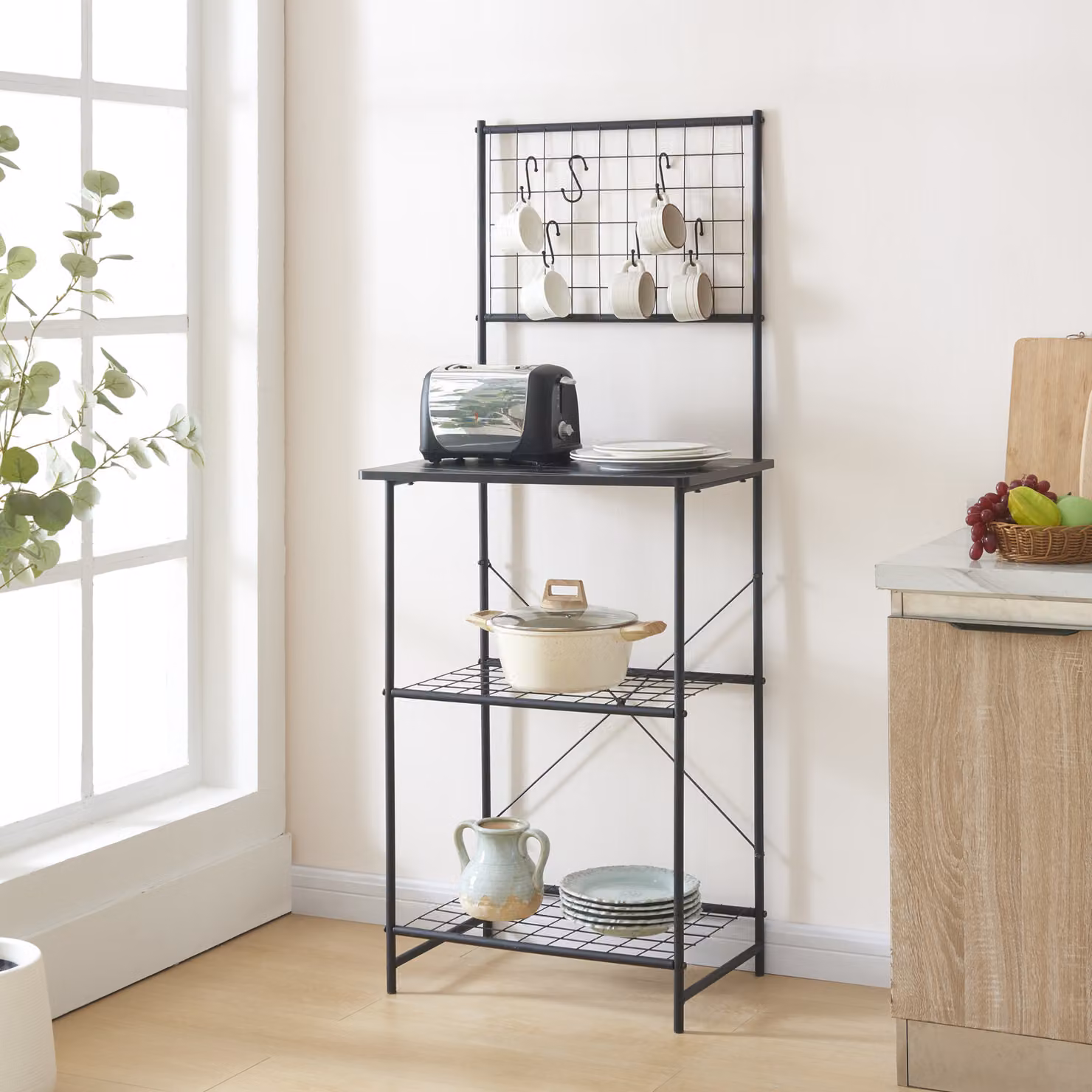 Mensola da cucina 'Nibe' struttura in metallo 150 x 60 x 42 cm aspetto marmo