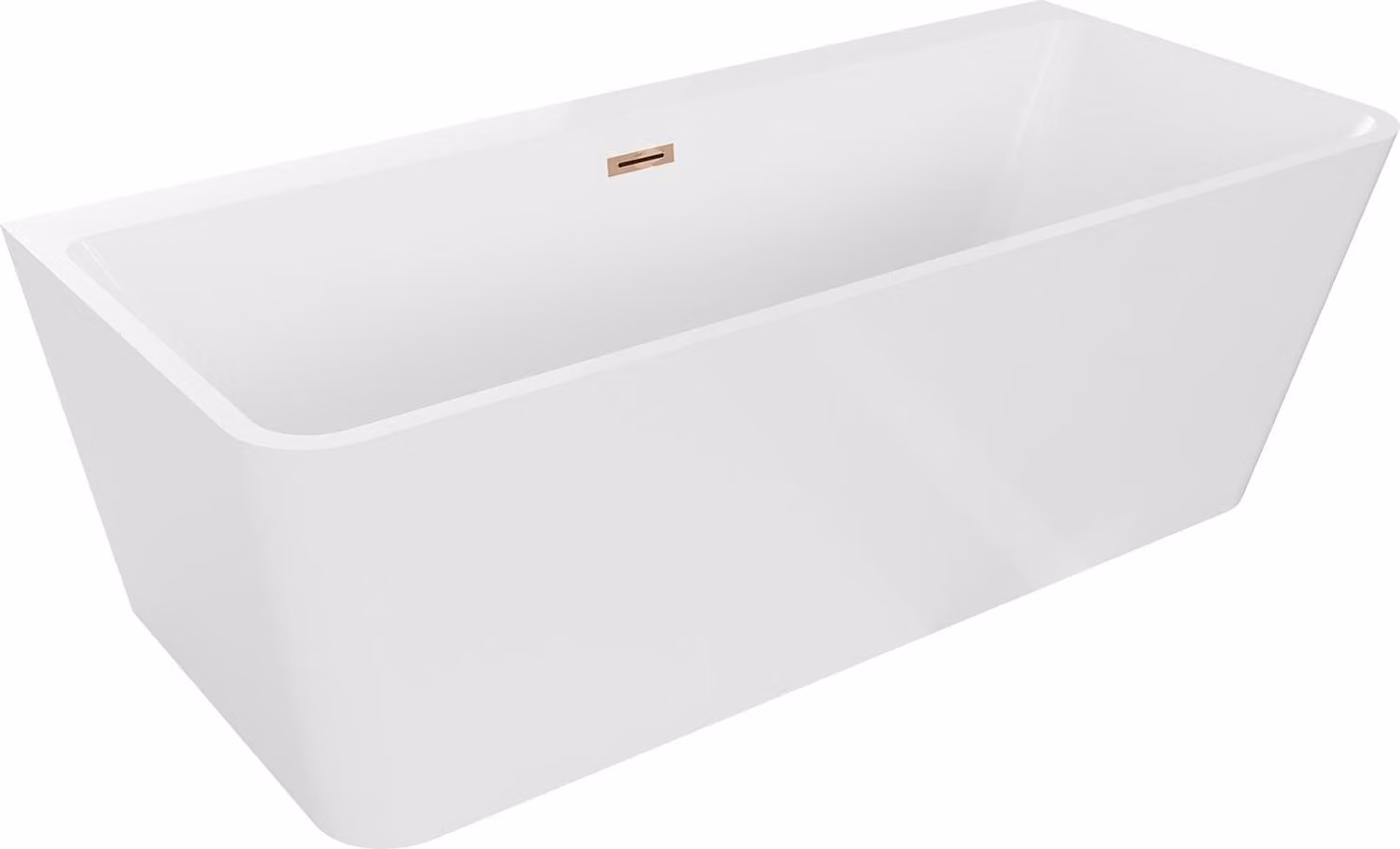 Mexen Volta vasca da bagno indipendente a parete 170 x 75 cm, bianca, troppopieno oro rosa - 51131707500-60