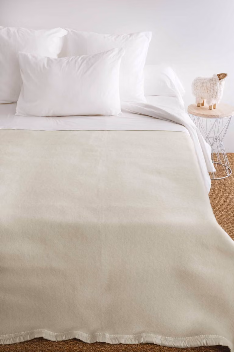 Coperta in cotone grezzo, sbiancata, 180x240 cm, modello Aubisque