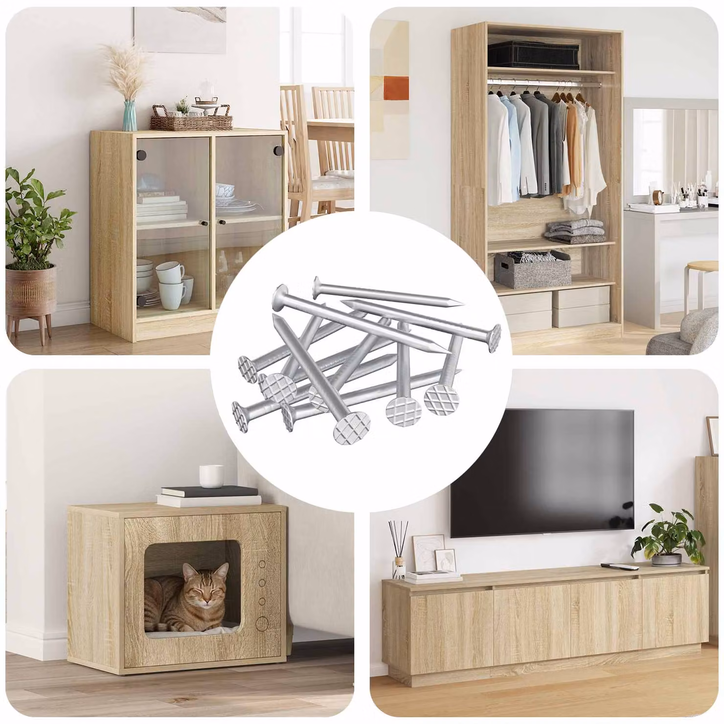 vidaXL Chiodi per Legno in Acciaio Galvanizzato Argento Ø 3 mm x 15 mm, Confezione da 12 pz