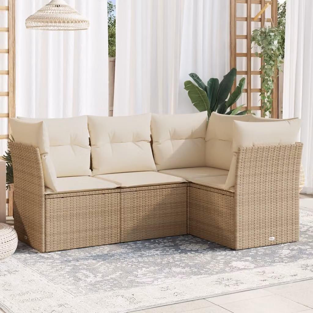 Maison Exclusive - Set di 4 divani da giardino con cuscini in polyrattan beige